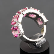 Vera - Anillo de topacio rosa natural con diamantes naturales de 0.62 quilates