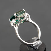 natural emerald ring for woman with diamonds white gold