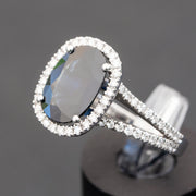 Viola - 4.00 carat natural deep blue sapphire ring with 0.70 carat diamonds