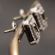 stud halo sapphire diamond earrings