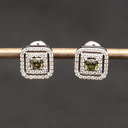 aretes de diamantes de zafiro natural verde