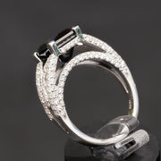 Emma - Anillo de diamante negro natural de 3.34 quilates con diamantes blancos naturales de 1.05 quilates