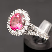 pink topaz diamond ring for women