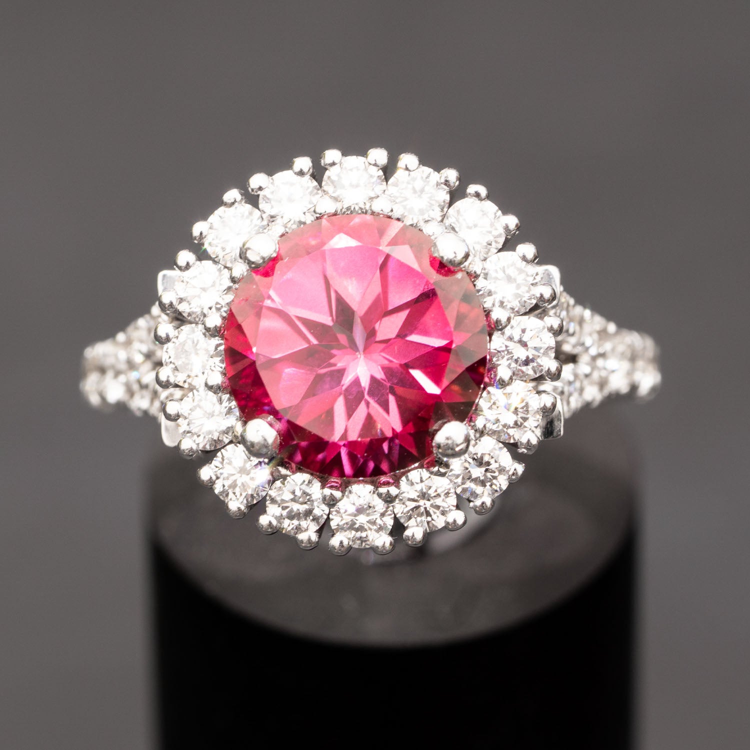 genuine stone pink topaz ring silver adjustable ring