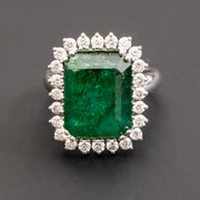 vintage natural emerald ring with diamond