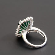 Luxury natural emerald cocktail ring with diamond 