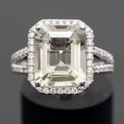 Nadine - 5.00 carat natural emerald amethyst ring with 0.65 carat natural diamonds
