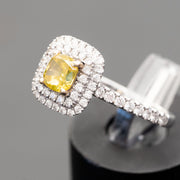 Lucile - certificato GIA - diamante naturale fancy giallo intenso VVS0.68 da 1 carati con diamanti bianchi naturali da 0.46 DF / VS