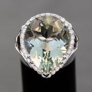 Georgine - anillo de amatista pera natural de 13.70 quilates con diamantes naturales de 0.71 quilates