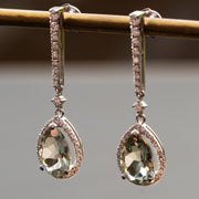 Donata - 7.00 carat pear amethyst earrings with 0.70 carat natural diamonds