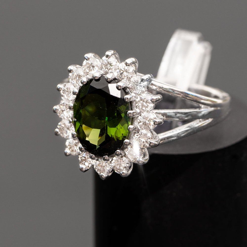 green tourmaline engagement ring