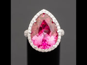 Camille - 18.00 carat natural pink topaz ring with 1.20 carat natural diamonds