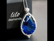 Ariana -37.00 carat pear sapphire pendant with 1.06 carat natural diamonds