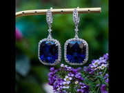 Micola - 37.25 carat cushion sapphire earrings with 1.75 carat natural diamonds