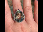 Georgine - 13.70 carat natural pear amethyst ring with 0.71 carat natural diamonds