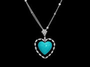 Gisele - 6.00 carat heart Turquoise pendant with 2.45 carat natural diamond D- F / VS