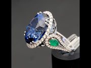 Adalene - 27.28 carat oval sapphire ring with 1.04 carat natural diamonds
