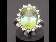Verdana - 10.00 carat tourmaline ring with 0.66 carat natural diamonds