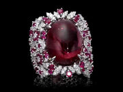 Gaya - Bague rubellite naturelle 23.52 avec diamants naturels 2.56 carats et rubis naturel 2.60 carats