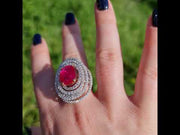 Juno - 6.21 carat natural ruby ring with 2.83 carat natural diamonds