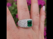 Kaly - anillo de esmeralda natural de 2.48 quilates con diamantes naturales de 2.66 quilates