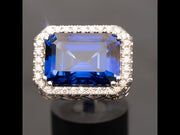 Anelise - 22.00 carat emerald sapphire ring with 0.70 carat natural diamonds