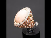 Audrey - Bague corail peau naturelle 10.28 carats avec diamants naturels 0.81 carat