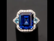 Suzanne - 13.18 carat sapphire ring with 0.80 carat natural diamonds & 0.70 carat topaz