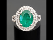 Bella - 3.90 carat natural emerald ring with 1.00 carat natural diamonds