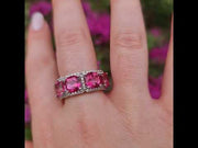 Vera - Natural pink topaz ring with 0.62 carat natural diamonds