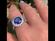 Renée - anillo de zafiro redondo de 5.00 quilates con diamantes naturales de 1.56 quilates