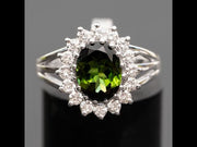 Sylvan - 2.00 carat natural green tourmaline ring with 0.66 natural diamonds