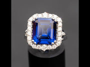 Charlotte - 12.65 carat emerald sapphire ring with 1.12 carat natural diamonds