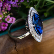 Alodie - anillo de diamantes de zafiro brillante redondo de 21.00 ct