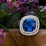 Alodie - anillo de diamantes de zafiro brillante redondo de 21.00 ct