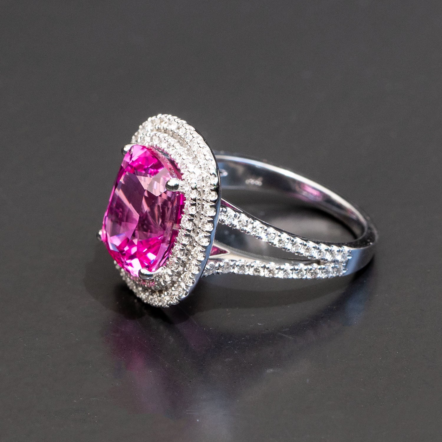 Jewelry | Hot Pink Red Emerald Cut Silver Engagement Ring | Poshmark