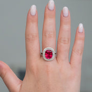 Audette - 6.50 carat red sapphire ring with 1.08 carat natural diamonds