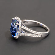 Grace - 6.50 carat cushion sapphire ring with 0.66 carat diamonds