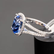 Grace - 6.50 carat cushion sapphire ring with 0.66 carat diamonds