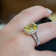 Marie - 6.50 ct cushion yellow sapphire ring with 0.65 carat natural diamonds