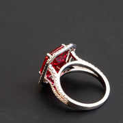 Mathilde - anillo de zafiro rojo esmeralda de 8.00 quilates con diamantes naturales de 1.29 quilates