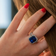 Aimée - anillo de zafiro esmeralda de 7.15 quilates con diamantes naturales de 0.72 quilates