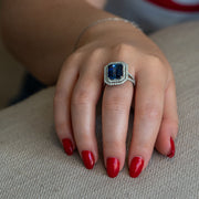 Anne Marie - 8.00 carat emerald sapphire ring with 1.20 natural diamonds