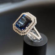 Anne Marie - Bague saphir émeraude 8.00 carats avec 1.20 diamants naturels