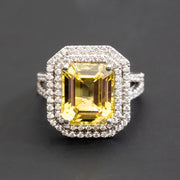Abrielle - 8.00 carat emerald yellow sapphire ring with 1.29 carat natural diamonds