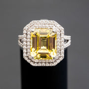 Abrielle - 8.00 carat emerald yellow sapphire ring with 1.29 carat natural diamonds