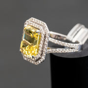 Abrielle - anillo de zafiro amarillo esmeralda de 8.00 quilates con diamantes naturales de 1.29 quilates