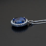 Angela - 15.00 carat oval sapphire pendant with 0.62 carat natural diamonds