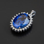 Angela - 15.00 carat oval sapphire pendant with 0.62 carat natural diamonds