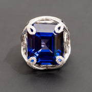 Blaise - 34.24 ct radiant sapphire ring with 0.64 carat natural diamonds